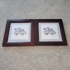 2 KIDS LINE Cloth Cross Stitch Truck Baby Blue  Hanging Picture.