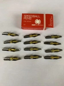 Vintage HUNT SPEEDBALL PENS A-1 Multi-Purpose Calligraphy Pen Ink Nibs Box of 12 - Picture 1 of 5