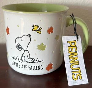 Tazza da caffè LEAVES ARE FALLING Snoopy Peanuts grande 21 oz foglia autunnale del Ringraziamento - Foto 1 di 5