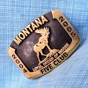 Montana Moose Lodge Five Club Belt Buckle LOOM Vtg 2005 Anacortes Brass .NOX549 - Picture 1 of 9