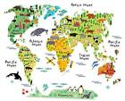  Large Kids Educational Animal Landmarks World Map Peel & Stick Wall Decals 