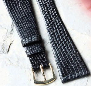 Correa de reloj Negro 22 mm Genuino Lagarto de colección Hecho en Estados Unidos Nuevo de lote antiguo de los años 60/70 - Imagen 1 de 3
