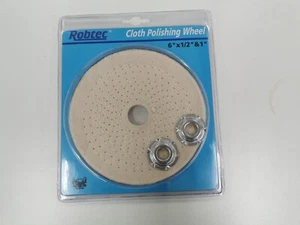 Robtec 6 in. x 1 in. Arbor Cloth Polishing Wheel with Two 1/2 in. ID Flanges - Picture 1 of 2