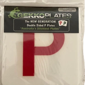 2 x 'P' Gekkoplates Red & Green Re-Use Double Sided Sticky Adhesive Flexible Car - Picture 1 of 5