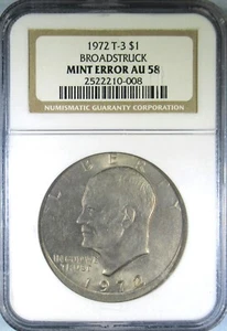1972 T-3 Ike dollar broad strike error - Picture 1 of 3