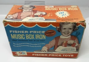 Fisher-Price White Music Box Iron #125 Vintage 1967-1969 Works with Box Complete - Picture 1 of 24