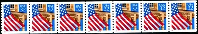 Flag Over Porch W/A Red 1995 Low Gloss Gum Coil MNH PNC7 PL 33333 Scott's 2913i - Image 1 of 2