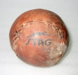 Antique Old Rare Collectible Stag Brand Leather 2.2 Pounds 1 KG Medicine Ball