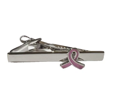 Pink Ribbon Tie Clip For Men Gift Tie Bar - Image 1 of 4