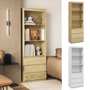 180cm Tall Bookcase with 3 Shelves 3 Drawers for Living Room Home Office - Picture 1 of 23