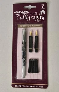 Mont Marte 2 Nib Calligraphy Set 7 Piece Calligraphy Pen Broad & Fine Point - Picture 1 of 4