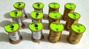 12 Spools Danville Gold & Silver Mylar Tinsel, Fly Tying, NR - Picture 1 of 1
