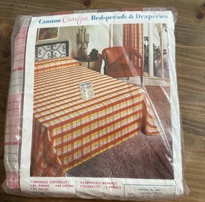 NWT VINTAGE CANNON ALL COTTON BEDSPREAD Double Candy Red Plaid MCM Carefree - Picture 1 of 6