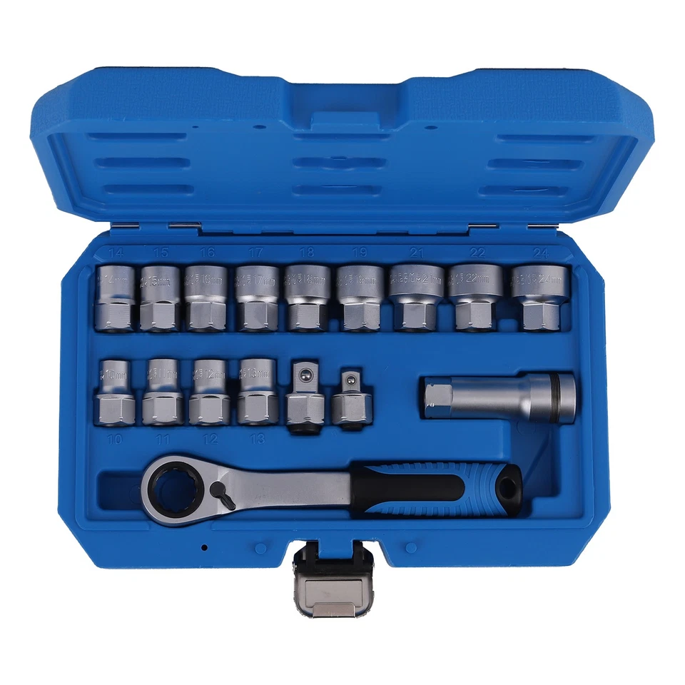 Complete Pass Through Socket Set 10-24mm Go Thru Ratchet Kit 3/8" 1/2" CRV - Image 1 of 4