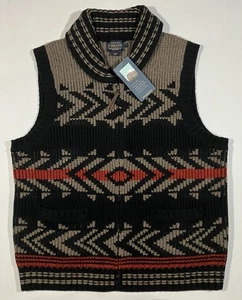 Pendleton Sweater Vest Mens L Lambswool NWT Zipped Knitted Aztec Southwestern - Picture 1 of 12