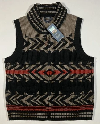 Pendleton Sweater Vest Mens L Lambswool NWT Zipped Knitted Aztec Southwestern - Image 1 of 4