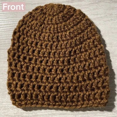 Gorro bebé marrón nogal hecho a mano de ganchillo 0-3 meses Foto 1 de 4