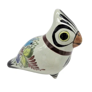 Pájaro loro de cerámica Tonala vintage pintado a mano firmado hecho en México - Imagen 1 de 12