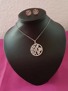 Modeschmuck, Damen,Schmuckset,Halskette,Kette,Ohrstecker,Halskette, Set,Silber - Bild 1 von 8