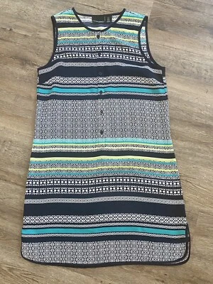 Vestido para mujer Cynthia Rowley sin mangas con botones a rayas talla 6 Foto 1 de 4