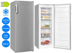 exquisit Gefrierschrank NoFrost EEK: C Silber Eisschrank Tür-Offen-Alarm - Bild 1 von 13
