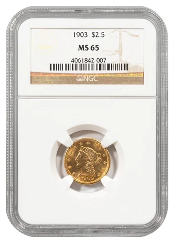1903 Liberty Head $2.5 Gold Quarter Eagles NGC MS65 Cover