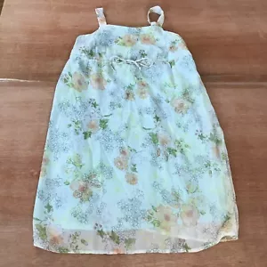Cinnamon Girl Mini Dress Girl 10 Blue Floral Sleeveless Peasant Hippie - Picture 1 of 9