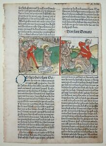 HEILIGENLEBEN INKUNABEL BLATT LEGENDA AUREA SANCT DONAT KOLORIERT KOBERGER 1488