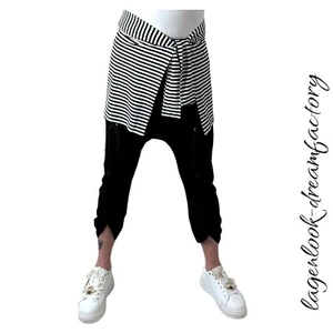 Designer-LAGENLOOK Jersey-Binde-Cacheur Blender Hüftmogler schwarz-weiß Streifen - Bild 1 von 3