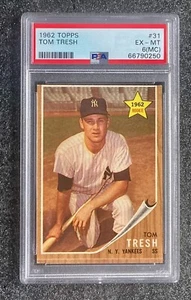 1962 Topps Rookie Tom Tresh #31 Baseball Card New York Yankees PSA 6(MC) EX-MT - Picture 1 of 3
