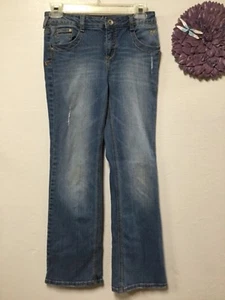 Justice Mädchen Jeans Used-Look Größe 12 R blau fünf Taschen 179 - Bild 1 von 6
