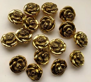 21 mm 34 L oro invecchiato fiore gambo giacca cappotto bottoni bottoni artigianali (Q302A) - Foto 1 di 2