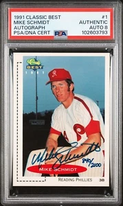 1991 Classic Best Autograph Mike Schmidt Authentic Auto 8 5245 - Picture 1 of 1