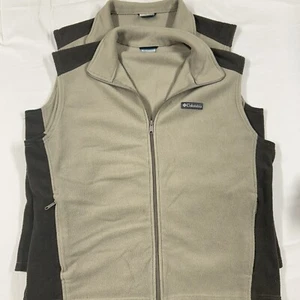 (Two Pack) Columbia Vests Jackets Mens XL Beige Brown Fleece Full Zip Pockets - Picture 1 of 12