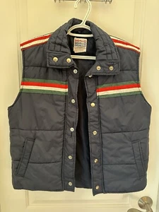 Vintage 80’s Sigallo Puffer Vest Mens M Navy Blue Nylon Ski Snap Closure RARE - Bild 1 von 9