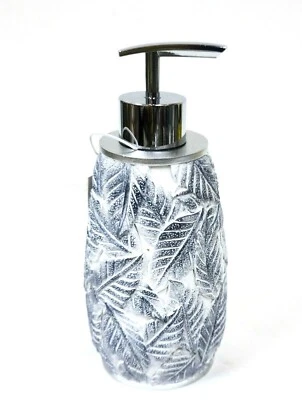 Isaac Mizra Bluastro Grigio 3D Foglia Design Intagliato Soap Dispenser, Argento - Immagine 1 di 4
