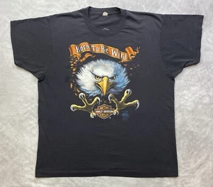 Vintage 1985 Harley Davidson 3D Emblem Shirt Born To Be Wild Eagle Size XL - Picture 1 of 11