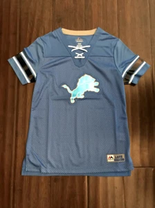 NFL Detroit Lions Jersey Shirt with Laces Women's Medium Football T-shirt - Picture 1 of 3