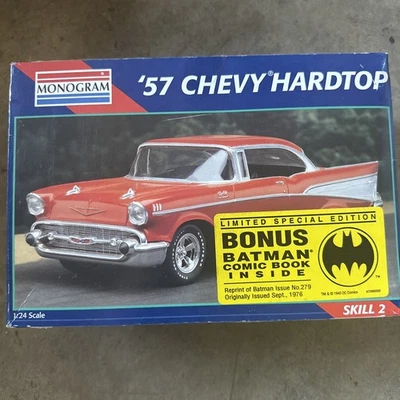 Monogram 57 Chevy Hardtop 1:24 Car Model Kit Skill 2 Bonus Batman Comic Sealed - Image 1 of 4
