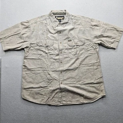 Rocky Men's Size XL Beige Short Sleeve Button Down Cotton Shirt - Image 1 of 4