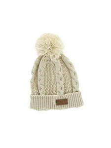 Cable Pom Pom Cuffed Beanie Unisex Cream Thick & Warm Knit Winter Hat by Back 40 - Picture 1 of 5