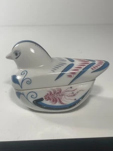 Vintage handbemalte Taube Keramik Schmuckschatulle Taiwan 4 Zoll - Bild 1 von 9