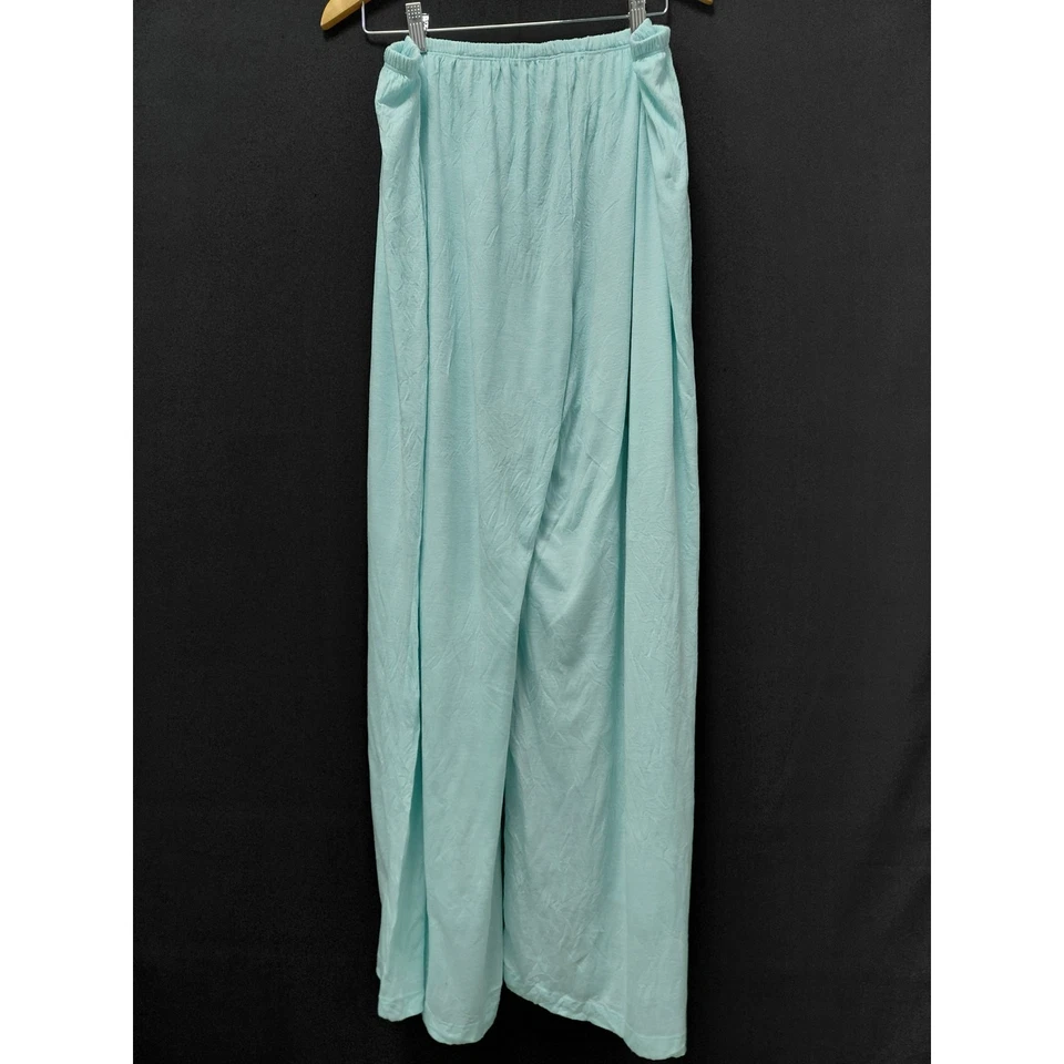 Pantalones arrugados Chalet para mujer Aqua pierna ancha talla 1X hechos en EE. UU. mezcla de rayón Foto 1 de 4