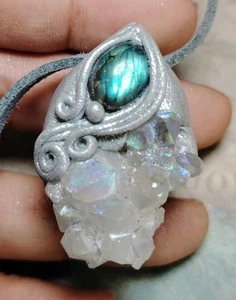 Arkturian Starseed Halskette Engel Aura Quarz mit Labradorit Starchild Schmuck - Bild 1 von 3