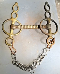 Vintage Liverpool Horse Bit - Barra dritta a costine occhio tondo attacco equitazione - Foto 1 di 14