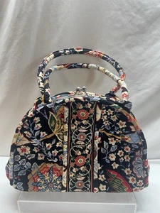 Vera Bradley Eloise Kiss Lock Schultertasche Blumenmuster schwarz, rot, blau - Bild 1 von 9