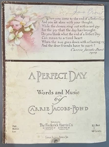 A PERFECT DAY By C Jacobs-Bond Antique 1910 Harris & Co Sheet Music - Imagen 1 de 2