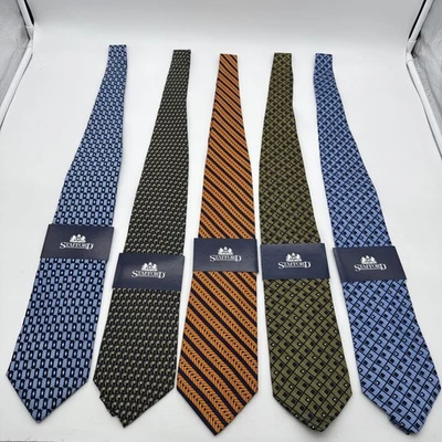 (5) Lote de corbatas Stafford nuevas con etiquetas hechas en Italia 100 % seda vintage JCPenney precio de venta sugerido por el fabricante 112 USD Foto 1 de 4