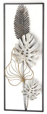 Wandbild Metallbild Wanddekoration MONSTERA Wandobjekt Metall weiß-gold-schwarz - Bild 1 von 4