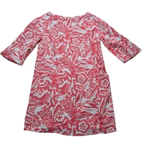 Boden Dress Womens 10 White Coral Floral Bird Laurie 100% Linen Vacation Pockets - Picture 1 of 9